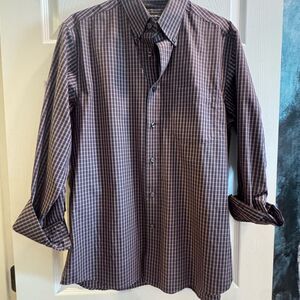 Men's Checkered Shirt - Blue and burgundy